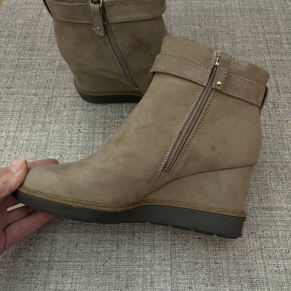 DR. SCHOLL’S Jacinda Wedge Booties Size 6.5 Brown NEW Zip Ankle Fall Casual - Picture 3 of 9